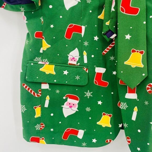 OppoSuits Size 44 Green Santa Boss Summer Suit Festive Holiday 3-Piece Outfit - Picture 8 of 16